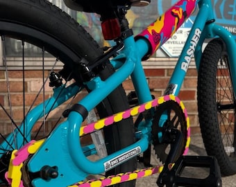 Pink and Yellow Bike Chain Covers – Snap-On Chain Caps – Fits Kids Bikes, BMX, Cruisers & E-bikes - Bike Accessory