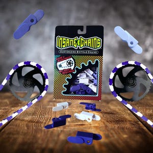 Lila-weiße Kettenabdeckung: Snap-On BMX, Cruiser, E-Bike Upgrade