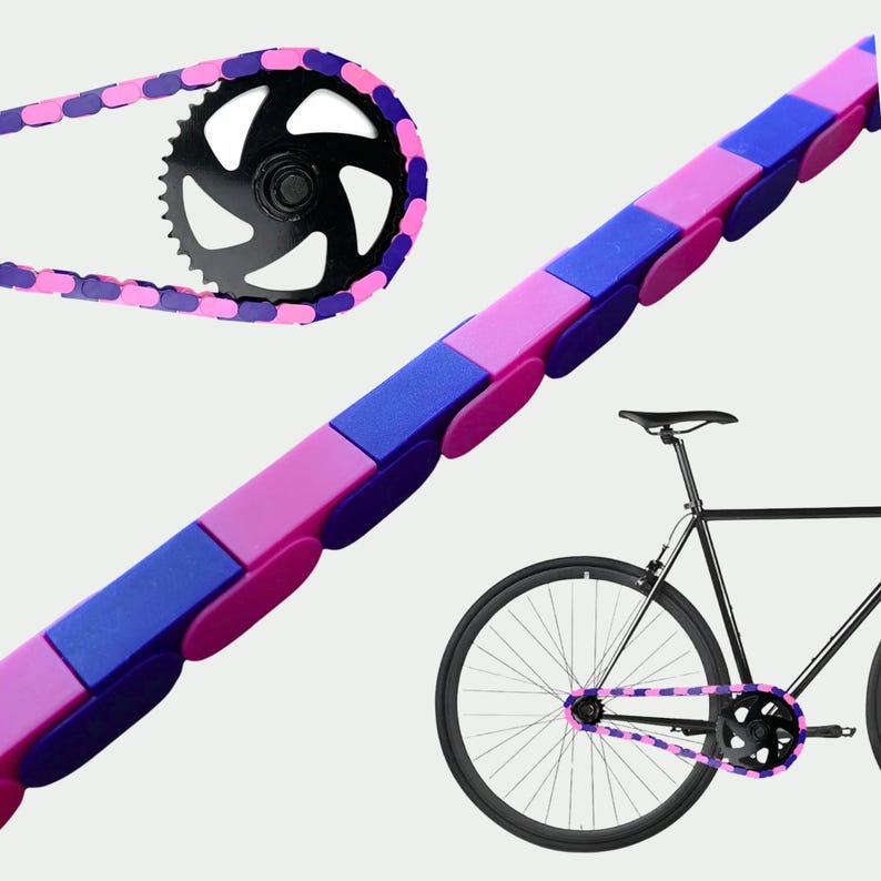 Pink and Purple Bike Chain Cover | Grease Protection + Customizable Bike Accessory | Fits Kids Bikes, BMX, Cruisers + E-bikes image 2
