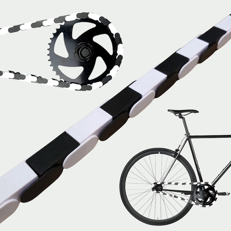 White and Black Bike Chain Cover - Grease Protection & Custom Bike Accessory - Fits Kids Bikes, BMX, Cruisers and E-bikes image 14