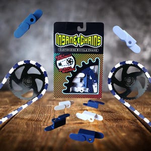 BMX Fahrradzubehör - Kettenabdeckungen mit Schnappverschluss in Weiß und Blau - Upgrade für Kinder, Erwachsene, Cruiser und E-Bikes | Individuelles BMX Geschenk, Radsportbekleidung