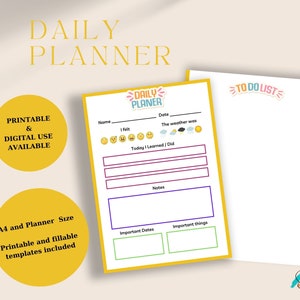 Digital, Undated & Printable Daily Planner