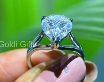 3CT Pear Cut Moissanite Engagement Ring, 14K Gold, Pave Diamond Wedding Ring, Anniversary Gift, VVS, Handmade, Unique Proposal Ring for Her