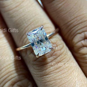 Radiant Cut Solitaire Ring, 3ct Lab Diamond, Size 7, 14K Rose Gold, 4 Prong Setting, Classic Engagement Ring, Minimalist Bridal Ring