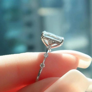 4 CT Emerald Cut Engagement Ring Emerald Cut Moissanite Ring 14K Gold Solitaire Wedding Ring Anniversary Gifts Ring For Her Handmade Ring