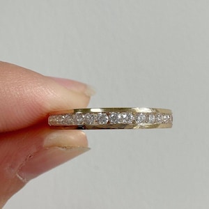 Bague de fiançailles diamant rond jonc anneau jonc éternité en or massif 18 carats jonc empilable alliance anniversaire alliance jonc rond