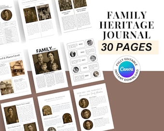 Family History Journal Template | Genealogy Ancestry Book (Digital Download)
