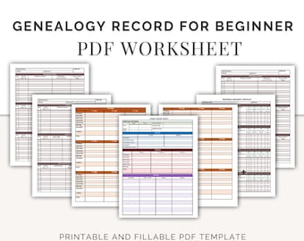 Mini Pack Foglio di lavoro genealogico Modello PDF per principianti / Storia della famiglia / Profilo degli antenati / Foglio del gruppo familiare