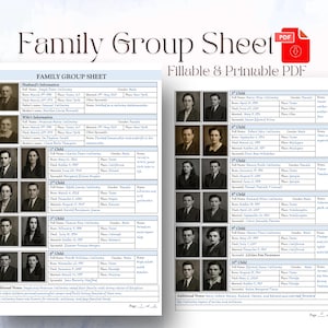 Family Group Sheet Fillable PDF | Family History | Genealogy Records | Genealogy Sheet | Printable Genealogy Worksheet | Ancestor Research