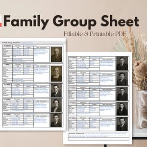 Family Group Sheet Fillable PDF Gray Edition | Family History | Genealogy Records | Genealogy Sheet | Ancestor Research | Genealogy Forms