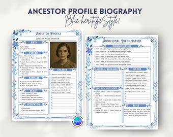 Ancestor Profile Canva Template | Printable Genealogy Worksheet | Family History | Genealogy Form | Ancestry |