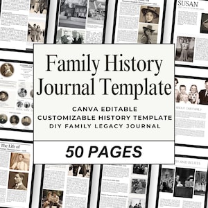 Sjabloon voorgeschiedenis van 50 pagina's | Sjabloon familiegeschiedenis | Genealogisch werkboek | Profielsjabloon voorouderbiografie | Genealogiesjabloon