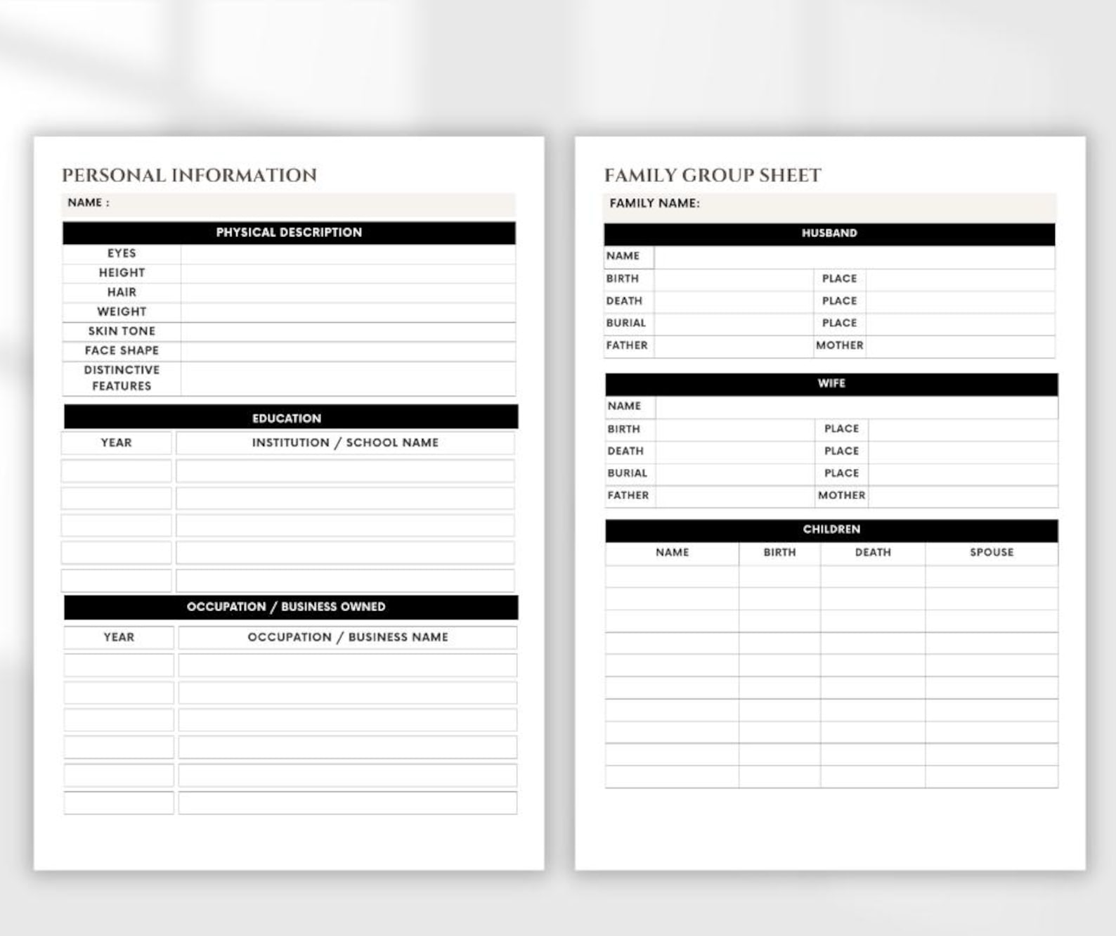 Genealogy Worksheet Bundle | Editable Family History, Ancestor Research ...