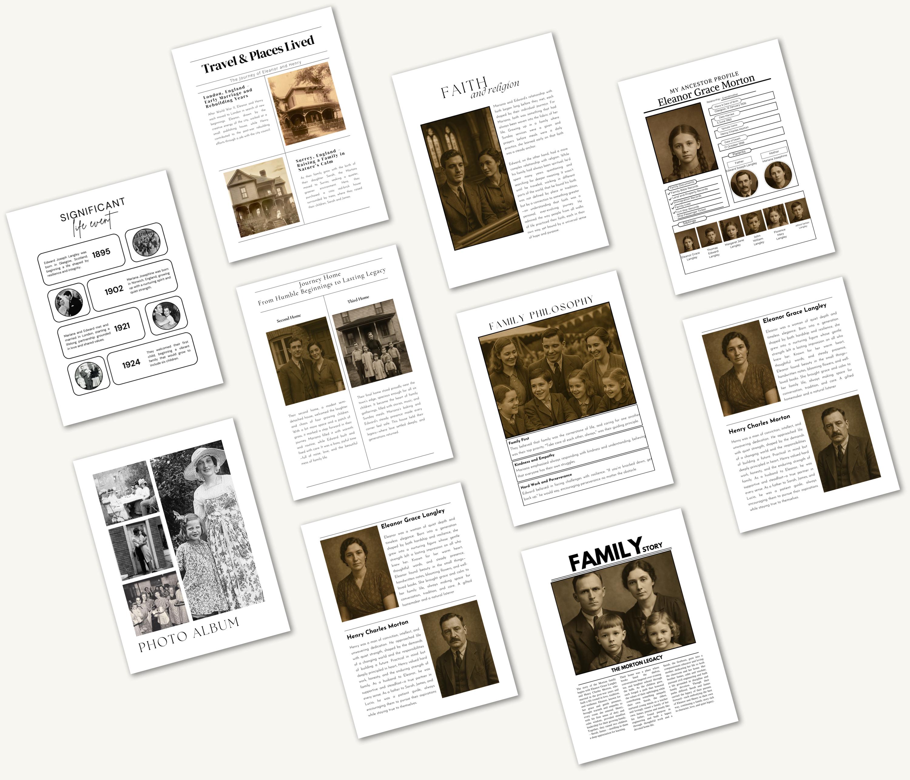 Journal Family Design 30 Pages Family History Journal Template L Canva Template | Biography ...
