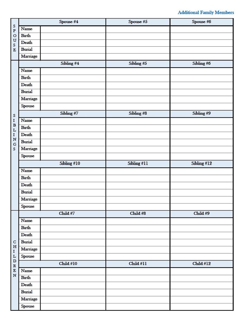 Family Members Inventory Example.pdf Printable Family Group Sheet, Genealogy Chart, Family History PDF Form ...