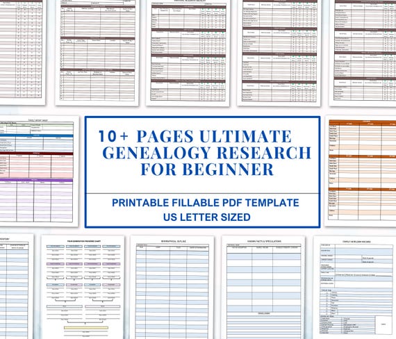10+ Pages Ultimate Pack Genealogy Family Research Planner | Genealogy Cheat Sheet | Ancestor Research | Family History | Family Group Sheet