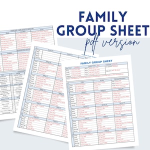 Printable Family Group Sheets PDF | Genealogy Form | Family History | Ancestor Profile Template | Biography Page | Family Research Ancestry