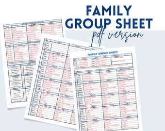 Printable Family Group Sheets PDF | Genealogy Form | Family History | Ancestor Profile Template | Biography Page | Family Research Ancestry