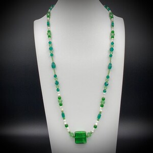 Swarovski Crystal & Glass Beaded Necklace with Venetian Glass Pendent | Handmade Gift for Her | Magnetic Clasp Disability Friendly | Unique