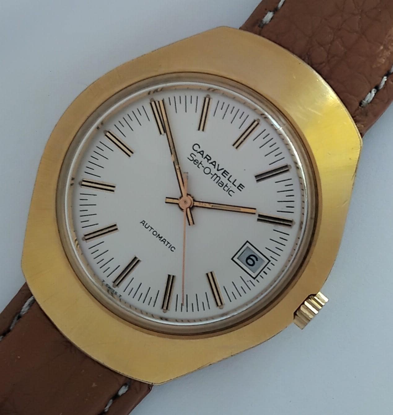 17 Jewels Swiss Made Caravelle Set O Matic Automatic MEn's vintage Watch