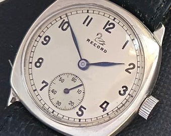 15 Jewels Swiss Made Recrd watch Men's wrist Silver Vintage watch