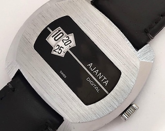 17 Jewels Swiss made Aganta Digital Men's wind up watch Mint condition. rare
