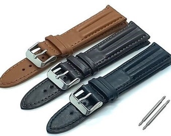 Plain Handmade Real Leather Watch Strap Band Black Brown Tan 18MM 20MM 22MM 24MM