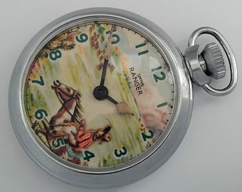 Vintage Smiths Ranger Pocket Watch, Cowboy Dial, Britain Made
