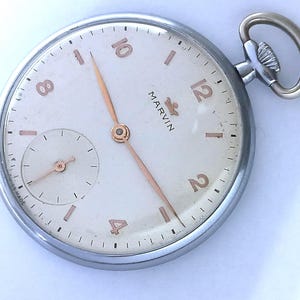 m15 Jewels Swiss Made Marvin Men&#39;s wind up vintage Pocket watch very rare