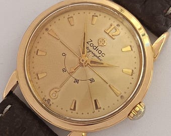 Vintage Sternzeichen Autografisch Schweizer Automatik Uhr mit neuem Lederarmband