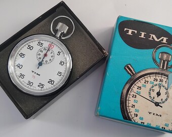 Swiss Made TIM Stopwatch Stop Military Vintage Stop Watch Mint Condition