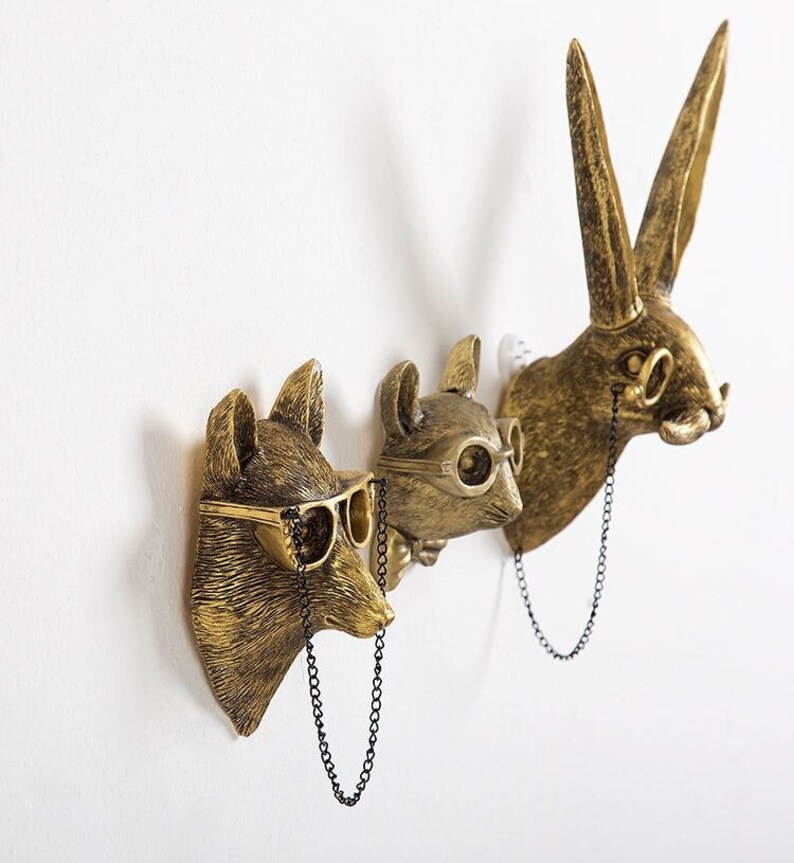 Bronze Animal Wall Sculptures, Dear Bear Mouse Rabbit Fox Wall Art