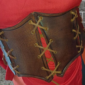 Brown laced underbust corsage made of leather