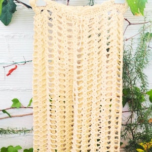 Women's crochet beach pants in cotton | Boho style swimsuit cover-up for summer | Wide-leg mesh festival pants | Handmade beachwear gift