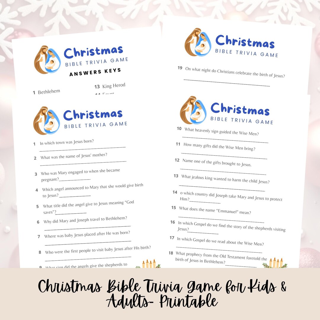 Printable Nativity Game for Kids and Adults, Christmas Bible Trivia ...