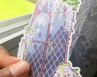 Window of Wisteria Flower Floral Cottage Core Sticker