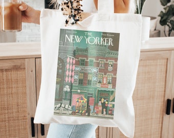 New york city tote, New yorker magazine print bag, Birthday gift idea, Aesthetic Shoulder Bag women