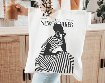 The New Yorker Tote Bag, New Yorker Magazine Literary Canvas, Vintage Magazine Cover Bag