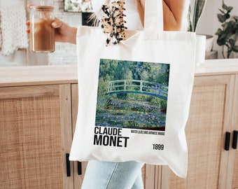 Claude Monet Canvas Tote Bag ⦁ Esthetisch ⦁ Kunst ⦁ Handgemaakt ⦁ Strandtassen