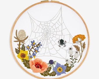 EMBROIDERY PATTERN: Spider webs among the trees