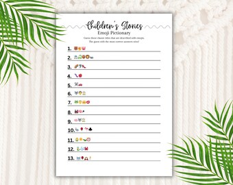 Libro infantil para baby shower, juego de Pictionary con emojis, juego para baby shower, descarga instantánea, plantilla PNG Canva para actividad de baby shower imprimible