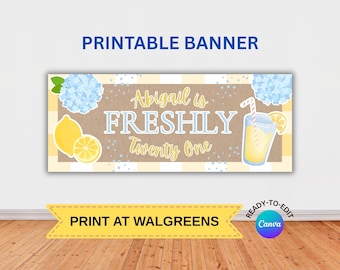 Custom Lemon Banner Template | Birthday Party Banner | Banner Mock Up | Any Occasion Banner | Custom Kraft Paper Banner | DIGITAL DOWNLOAD