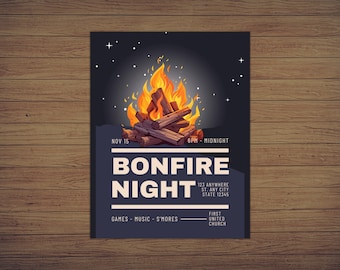 Invito alla festa del falò modificabile in PDF, invito alla festa del raccolto autunnale di Halloween, modello stampabile personalizzato, invito alla festa del barbecue in giardino, download digitale