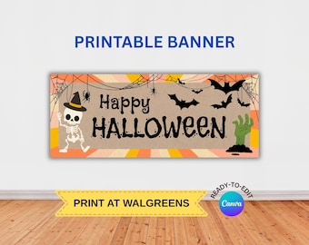 Custom Halloween Banner Template | Painted Banner | Banner Mock Up | Any Occasion Banner | Custom Kraft Paper Banner | DIGITAL DOWNLOAD