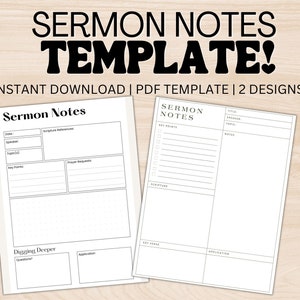 Printable Sermon Notes Sermon Summary Note Christian Planner Digital PDF Template Men and Women, Printable Notes Goodnotes and Notability