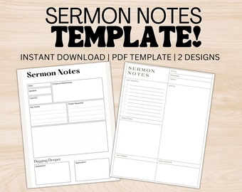 Printable Sermon Notes Sermon Summary Note Christian Planner Digital PDF Template Men and Women, Printable Notes Goodnotes and Notability