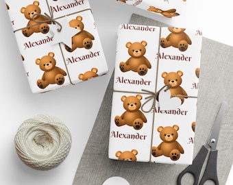 Teddy Bear Personalized Wrapping Paper, Custom Wrapping Paper, Gifts for Her, Valentines Gift, Custom Gift Wrap, Personalized Gift