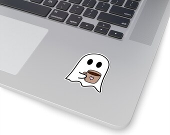 Cute Spooky Coffee Ghost Sticker, Ghost Sticker, Spooky Season, Fall Sticker, Halloween Sticker, Fall Graphic Sticker, Cute Ghost Sticker