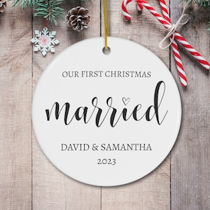 First Christmas Married Ornament, Personalized Mr and Mrs Christmas Ornament, Our First Christmas Married as Mr and Mrs Ornament