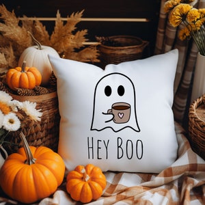 Hey Boo Pillow, Ghost Pillow, Halloween Pillows, Boyfriend Gift, Girlfriend Gift, Halloween Gift, Gift for Best Friend, Halloween Pillow